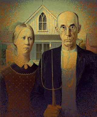 American Gothic with palette from Mona Lisa