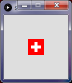 Swiss flag in a Processing drawing window.