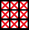 There is a 9x9 grid with "x"s in each cell.