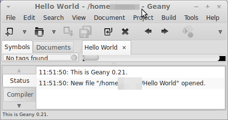 Hello World in geany