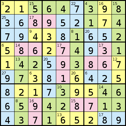 killer sudoku puzzle solution