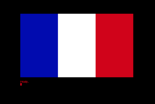 a French flag, as produced by the above code on a Commodore 128