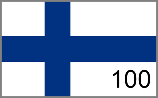 Flag of Finland with 100 on it