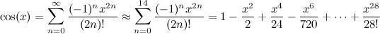 Maclaurin series of cos(x)