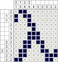 An example nonogram with a "lambda".