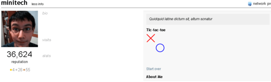 minitech's tic-tac-toe profile game