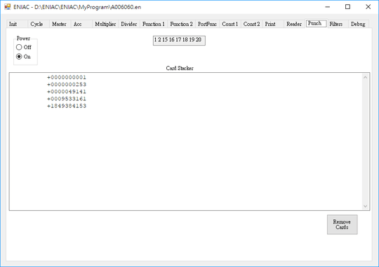 Punch card output