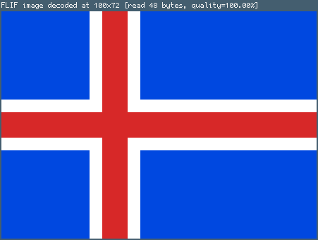 Iceland flag, screenshot of rendered FLIF file