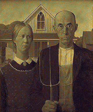 animating between two versions of American Gothic made from Mona Lisa