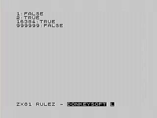 ZX81 in action - true or false from v1/2