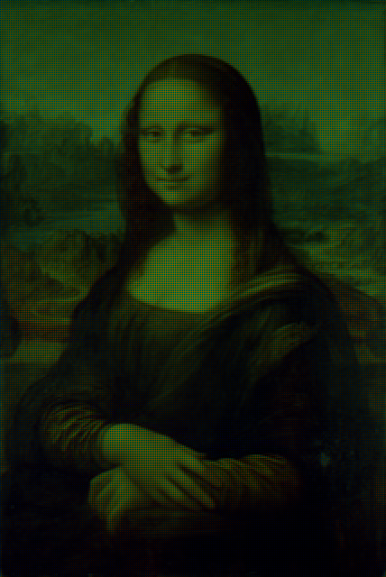 Mona Lisa with reverse Bayer filter applied