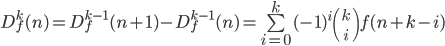 Definition 3: kth forward difference function