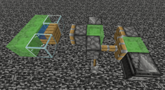 The machine can be activated by unpowering the bottom piston with the lever. The one piston with a shown face is non-sticky while the other two must be sticky pistons.