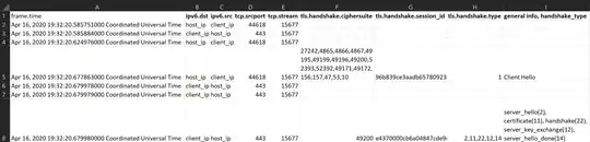 tshark output, viewed in Excel