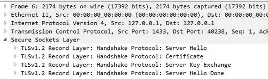 Packet detail showing TLS version