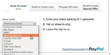Paypal: Enter your online banking ID + password