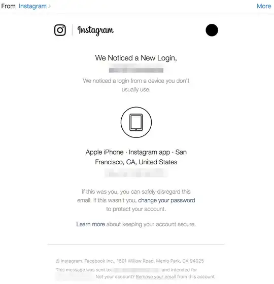 Instagram email - "We Noticed a New Login"