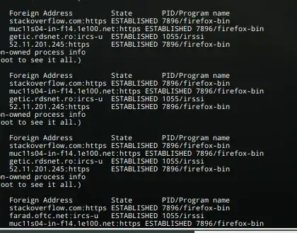 terminal output at the point of reconnecting