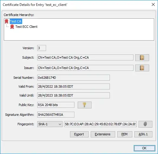 CA certificate data