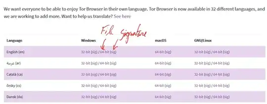 example of tor browser download page showing files to be downloaded with their signatures