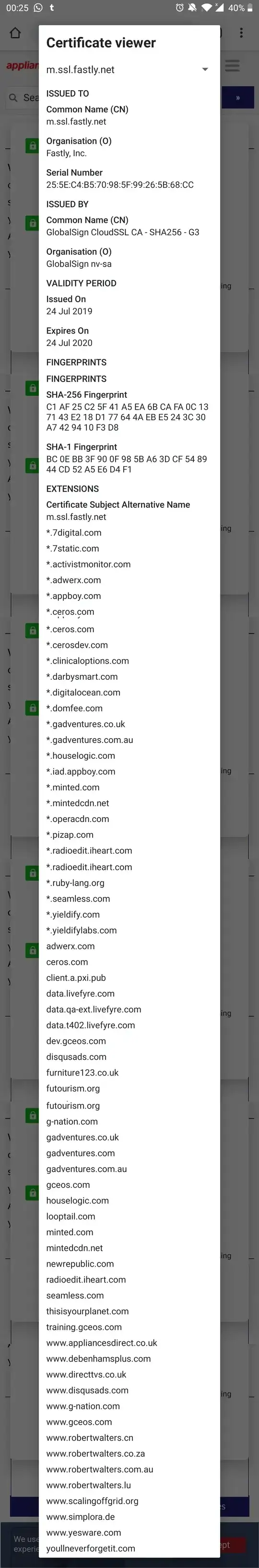 certificate details with many SAN list we entries