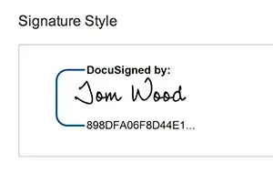 A DocuSign visible signature. Note the reference number for the online version.