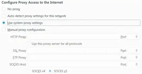 Firefox proxy settings page