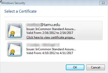 Select a SMIME certificate.. really?