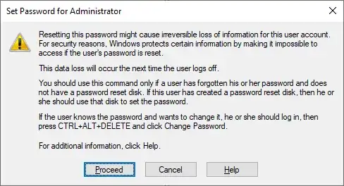 irreversible loss warning from Windows