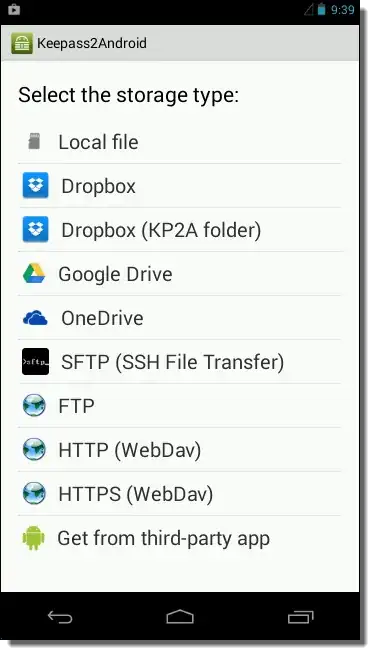 Keepass list of storage types