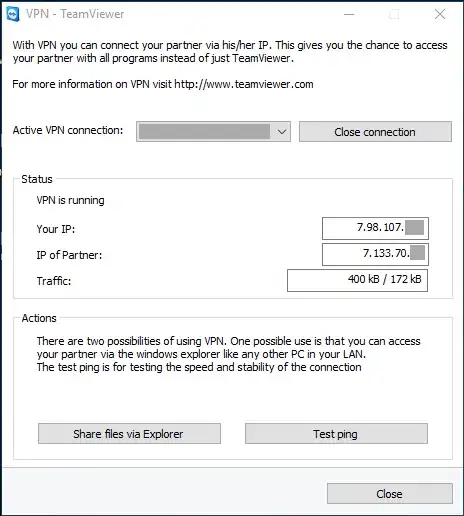 TeamViewer VPN dialog