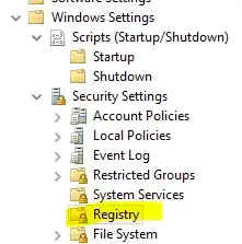 Security settings of group policies