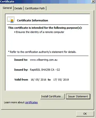 Correct SSL certificate