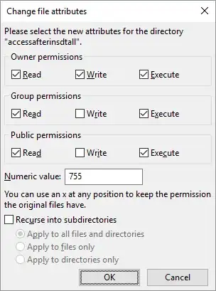 Changing permissions in FileZilla