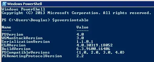 Screen Shot of Powershell Version