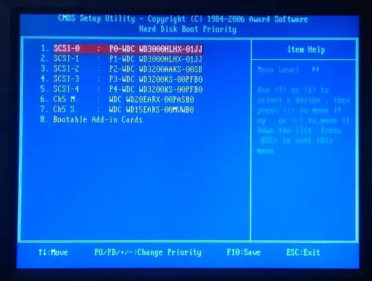 BIOS has identified the following devices