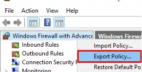 Export firewall policy