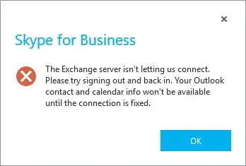 The Exchange server isn't letting us connect