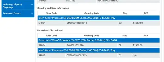 CPU steppings for E5-2670