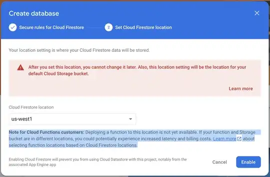 "Note for Cloud Functions customers: Deploying a function to this location is not yet available. If your function and Storage bucket are in different locations, you could potentially experience increased latency and billing costs. Learn more about selecting function locations based on Cloud Firestore locations."