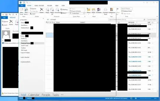 Outlook graphical glitch