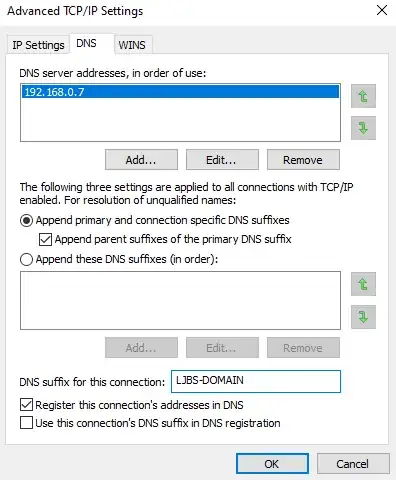 Workstation DNS Settings