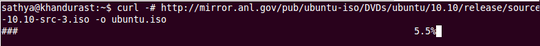 Screenshot of cURL progress bar in terminal
