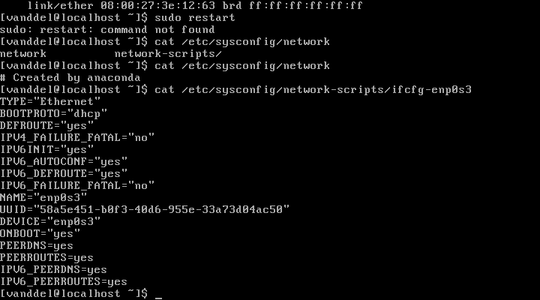 etc/sysconfig/network and /etc/sysconfig/network-scripts/ifcg-enp0s3