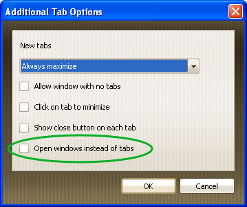 windows instead of tabs