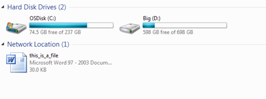 The file shown in Windows Explorer outside of all my drives