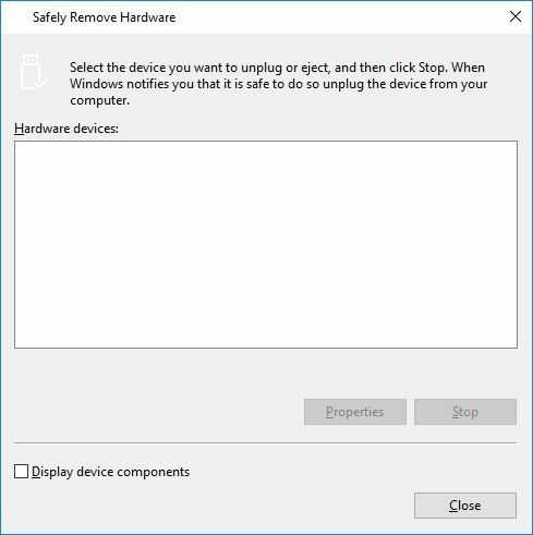 The Safely Remove Hardware Dialog