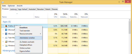 Dumping the firefox core