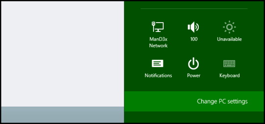 Selecting "Change PC Settings"