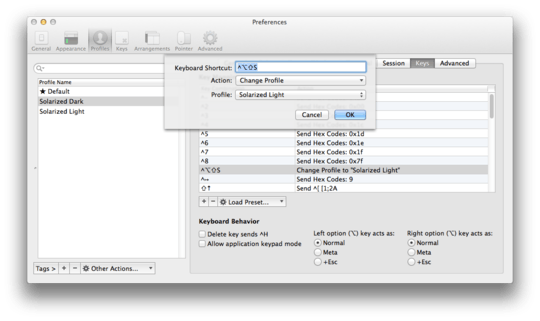 iterm keyboard shortcut